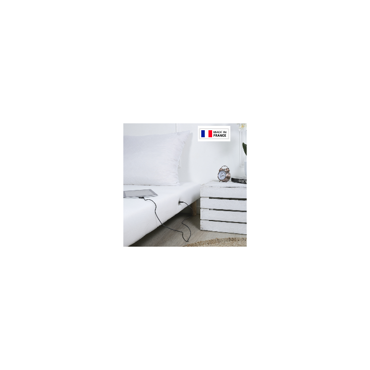 Sommier tapissier 140x200cm avec port usb  français blanc