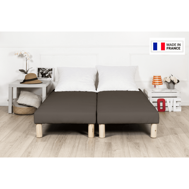 By sommiflex Sommier tapissier Marron 140x200 Pieds Fabrication Francaise 