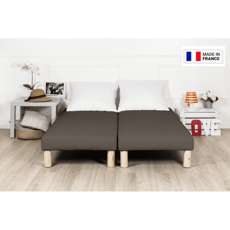 SOMMIER TAPISSIER NOIR 70x190x2 (140x190) | FABRICATION FRANÇAISE ARTISANALE | PIEDS OFFERTS | HAUTEUR avec PIEDS 27 cm