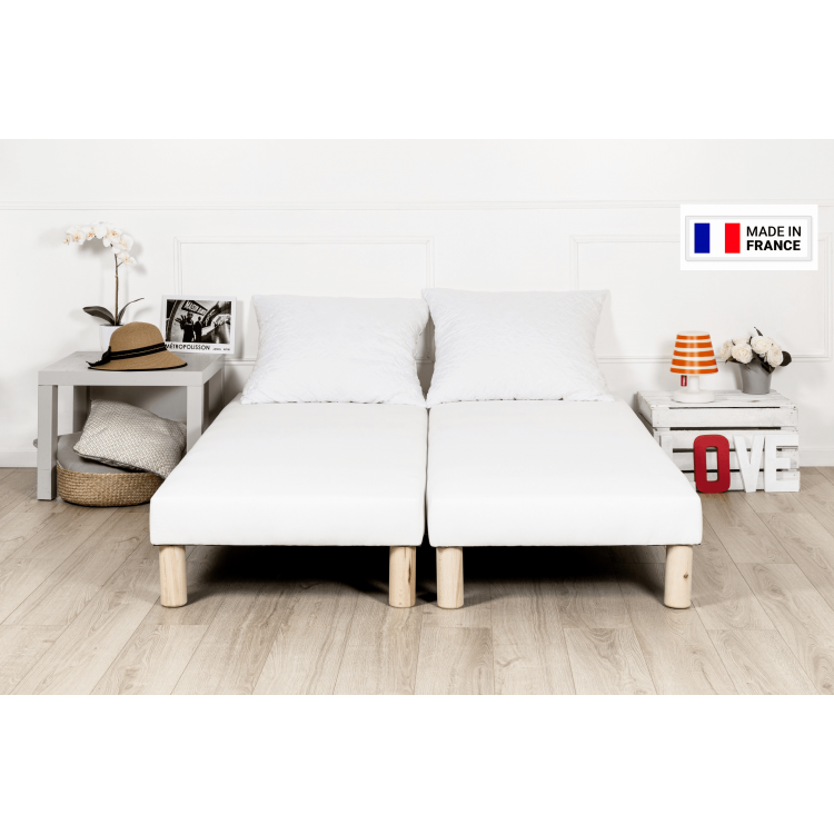 Sommier tapissier 160x200cm (80x200x2) blanc français