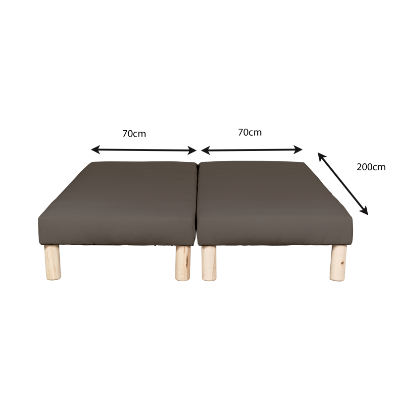 SOMMIER TAPISSIER MARRON 70x200x2 (140x200) | FABRICATION FRANÇAISE ARTISANALE | PIEDS OFFERTS | HAUTEUR avec PIEDS 27 cm