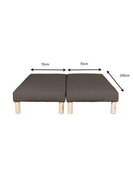 SOMMIER TAPISSIER MARRON 70x200x2 (140x200) | FABRICATION FRANÇAISE ARTISANALE | PIEDS OFFERTS | HAUTEUR avec PIEDS 27 cm