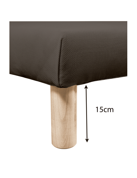 SOMMIER TAPISSIER MARRON 160x200 cm | FABRICATION FRANÇAISE ARTISANALE | PIEDS OFFERTS | HAUTEUR avec PIEDS 27 cm