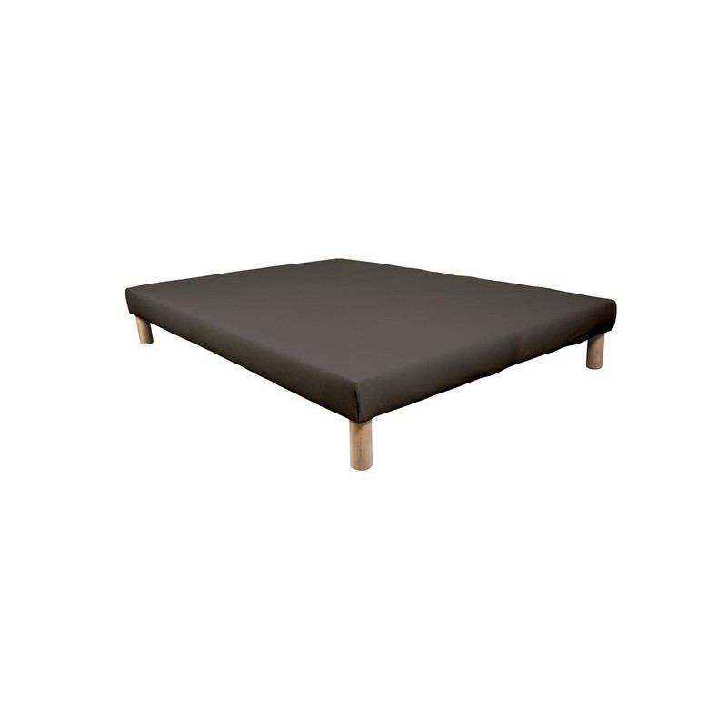 SOMMIER TAPISSIER MARRON 160x200 cm | FABRICATION FRANÇAISE ARTISANALE | PIEDS OFFERTS | HAUTEUR avec PIEDS 27 cm