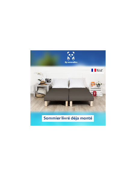 SOMMIER TAPISSIER MARRON 70x200x2 (140x200) | FABRICATION FRANÇAISE ARTISANALE | PIEDS OFFERTS | HAUTEUR avec PIEDS 27 cm