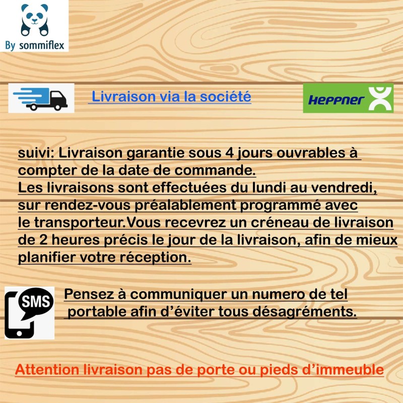 SOMMIER TAPISSIER MARRON 130x200 cm | FABRICATION FRANÇAISE ARTISANALE | PIEDS OFFERTS | HAUTEUR avec PIEDS 27 cm