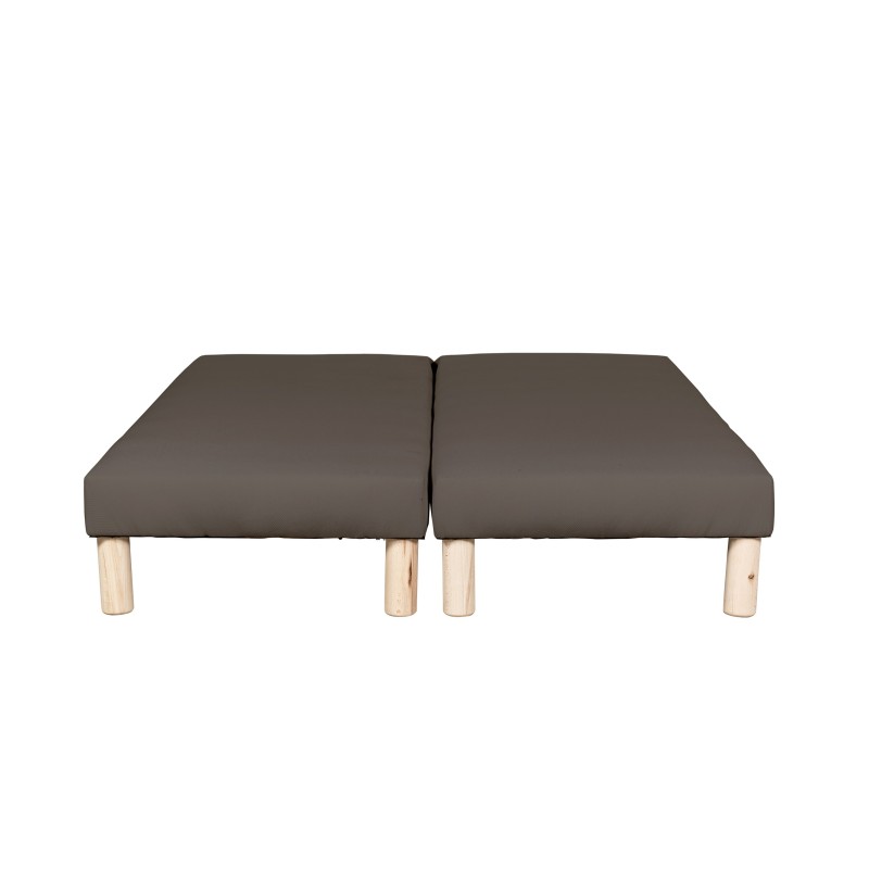 SOMMIER TAPISSIER MARRON 90x200x2 (180x200) | FABRICATION FRANÇAISE ARTISANALE | PIEDS OFFERTS | HAUTEUR avec PIEDS 27 cm