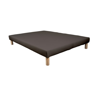 SOMMIER TAPISSIER MARRON 130x190 cm | FABRICATION FRANÇAISE ARTISANALE | PIEDS OFFERTS | HAUTEUR avec PIEDS 27 cm 2