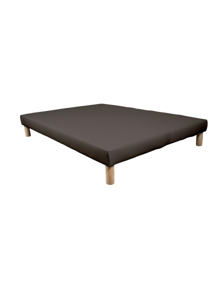 SOMMIER TAPISSIER MARRON 130x190 cm | FABRICATION FRANÇAISE ARTISANALE | PIEDS OFFERTS | HAUTEUR avec PIEDS 27 cm