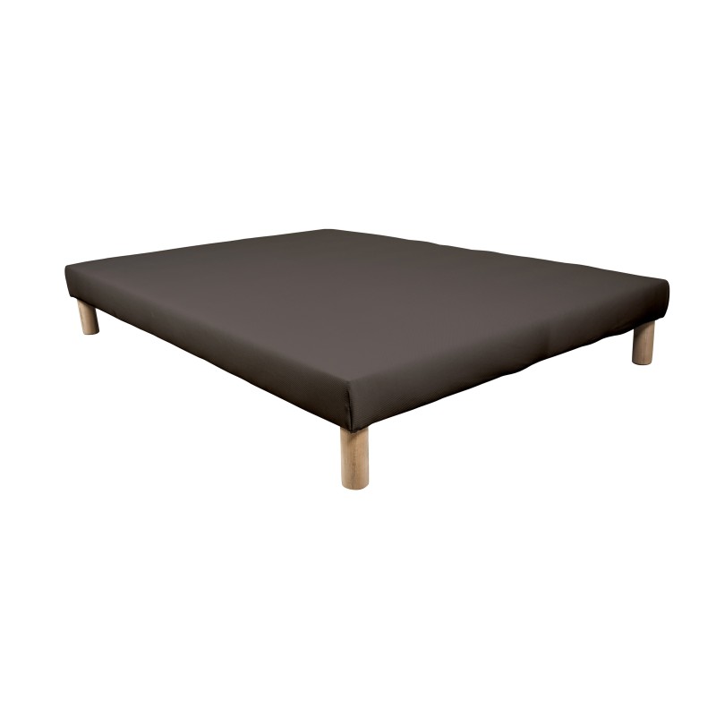 SOMMIER TAPISSIER MARRON 130x200 cm | FABRICATION FRANÇAISE ARTISANALE | PIEDS OFFERTS | HAUTEUR avec PIEDS 27 cm