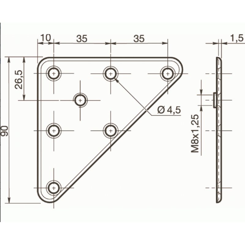 LOT de 4 PLAQUES de MONTAGE pour PIEDS de MEUBLES avec FILETAGE M8  VIS FOURNIES LOT de 4 PLAQUES de MONTAGE pour PIEDS de MEUBLES avec FILETAGE M8  VIS FOURNIES