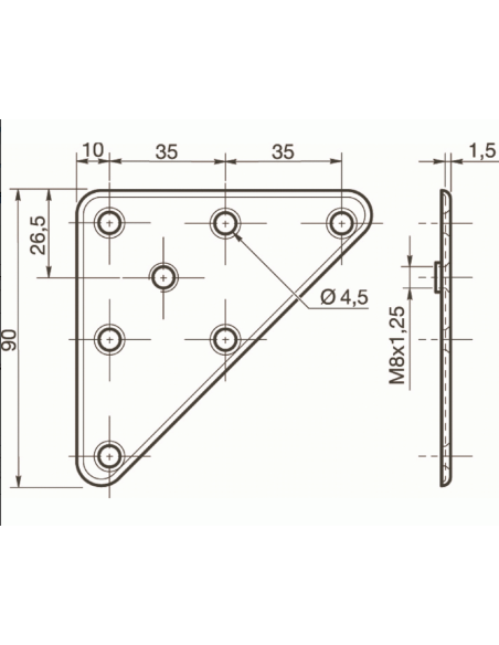 LOT de 4 PLAQUES de MONTAGE pour PIEDS de MEUBLES avec FILETAGE M8  VIS FOURNIES