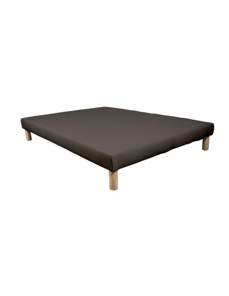 SOMMIER TAPISSIER MARRON 140x190 cm | FABRICATION FRANÇAISE ARTISANALE | PIEDS OFFERTS | HAUTEUR avec PIEDS 27 cm