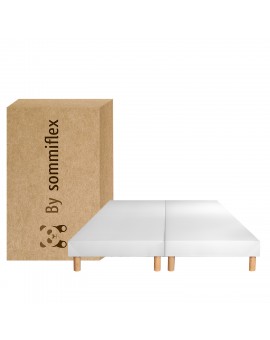 Sommier Tapissier blanc 90x200x2 (180x200)|Sommier avec pieds offerts|Fabrication Française Artisanale|hauteur avec pieds 27cm