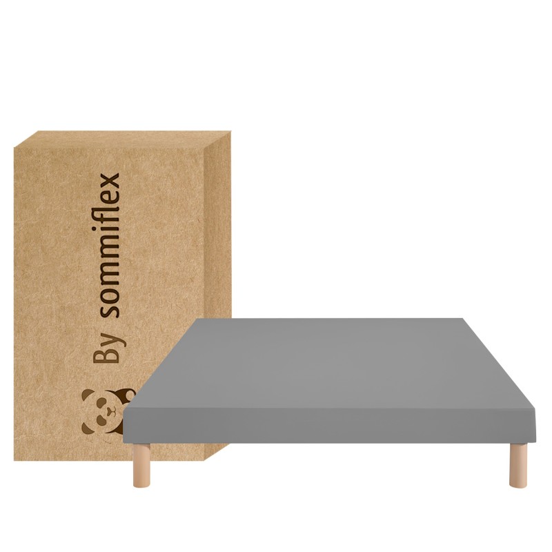 SOMMIER TAPISSIER GRIS 140x200 cm | FABRICATION FRANÇAISE ARTISANALE | PIEDS OFFERTS | HAUTEUR avec PIEDS 27 cm