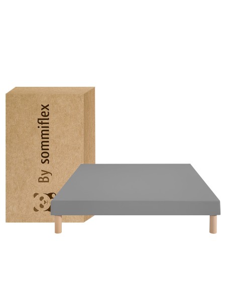 SOMMIER TAPISSIER GRIS 90x200 cm | FABRICATION FRANÇAISE ARTISANALE | PIEDS OFFERTS | HAUTEUR avec PIEDS 27 cm