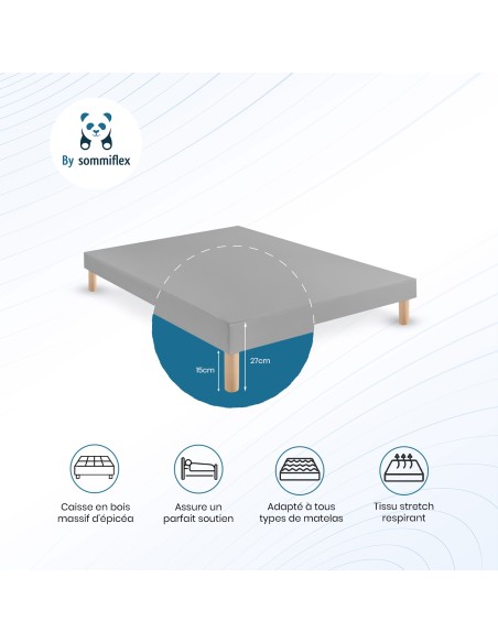 Sommier Tapissier Gris 140x190 – Fabrication Française Artisanale