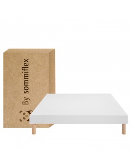 SOMMIER TAPISSIER BLANC 90x190cm|FABRICATION FRANCAISE ARTISANALE|PIEDS OFFERT|HAUTEUR AVEC PIEDS 27CM