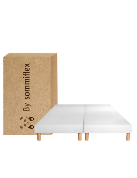 SOMMIER TAPISSIER BLANC 80x200x2 (160x200) | FABRICATION FRANÇAISE ARTISANALE | PIEDS OFFERTS | HAUTEUR avec PIEDS 27 cm