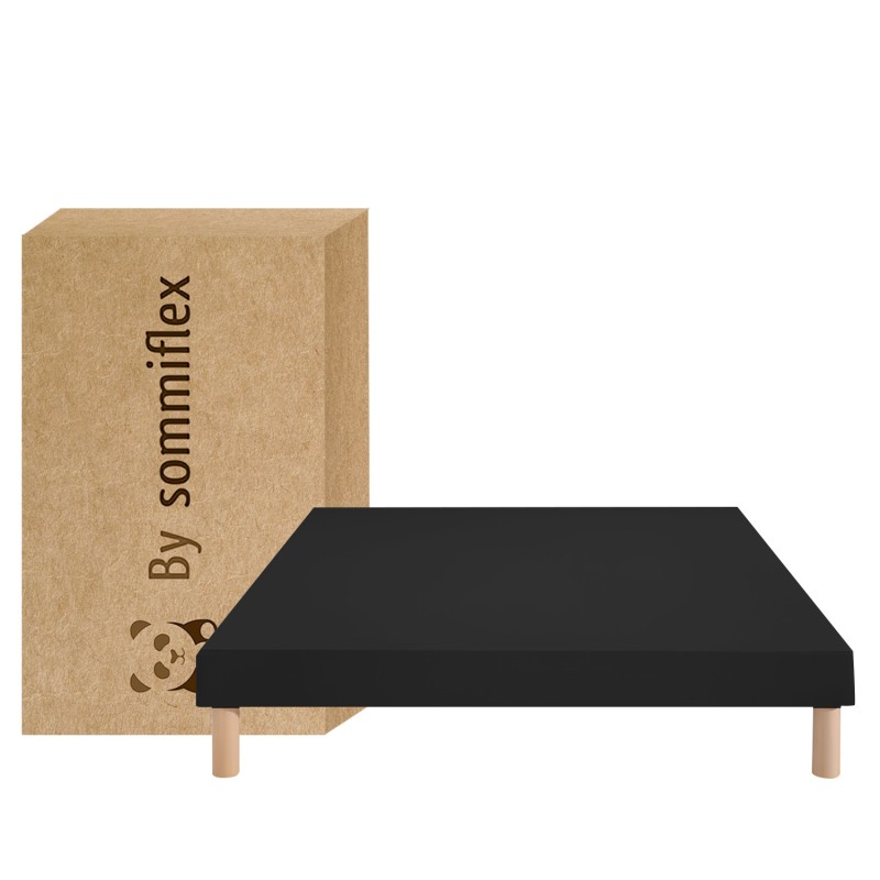 SOMMIER TAPISSIER NOIR 90x190 cm | FABRICATION FRANÇAISE ARTISANALE | PIEDS OFFERTS | HAUTEUR avec PIEDS 27 cm
