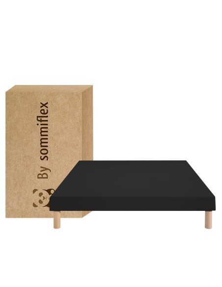 SOMMIER TAPISSIER NOIR 130x190 cm | FABRICATION FRANÇAISE ARTISANALE | PIEDS OFFERTS | HAUTEUR avec PIEDS 27 cm