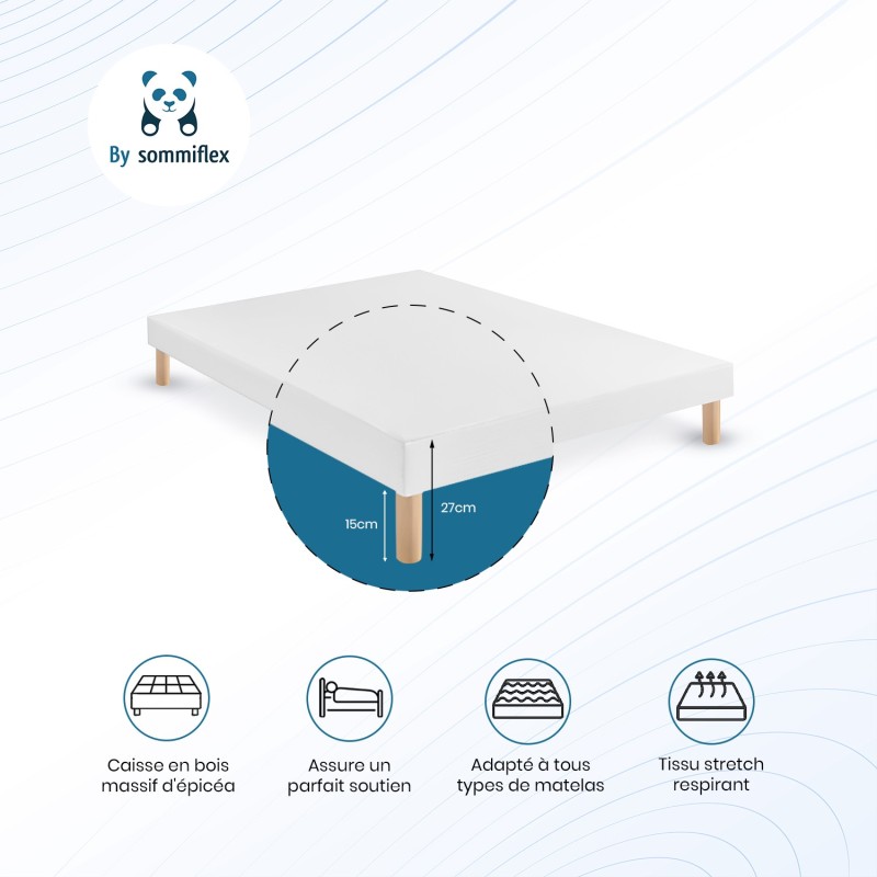 SOMMIER TAPISSIER BLANC 130x200 cm | FABRICATION FRANÇAISE ARTISANALE | PIEDS OFFERTS | HAUTEUR avec PIEDS 27 cm SOMMIER TAPISSIER BLANC 130x200 cm | FABRICATION FRANÇAISE ARTISANALE | PIEDS OFFERTS | HAUTEUR avec PIEDS 27 cm