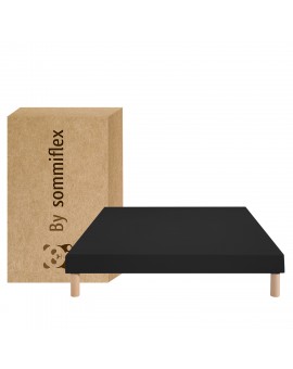 SOMMIER TAPISSIER NOIR 90x190 cm | FABRICATION FRANÇAISE ARTISANALE | PIEDS OFFERTS | HAUTEUR avec PIEDS 27 cm