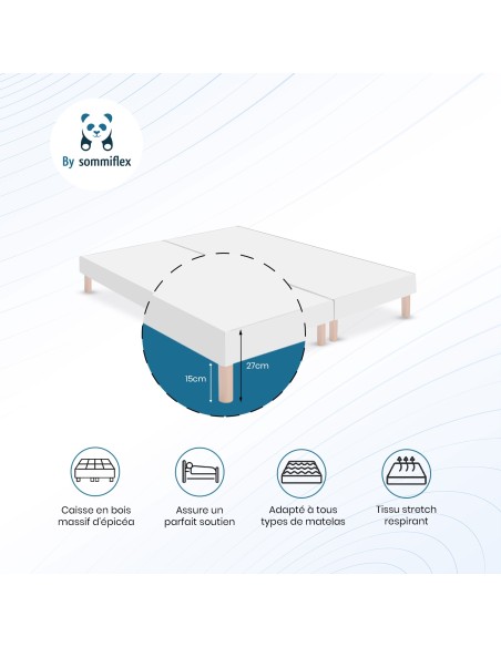 Lot de 2 Sommiers Tapissiers Blanc 80x200 (160x200) – Fabrication Française Artisanale – Avec Pieds