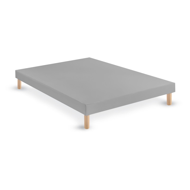 SOMMIER TAPISSIER GRIS 130x190 cm | FABRICATION FRANÇAISE ARTISANALE | PIEDS OFFERTS | HAUTEUR avec PIEDS 27 cm