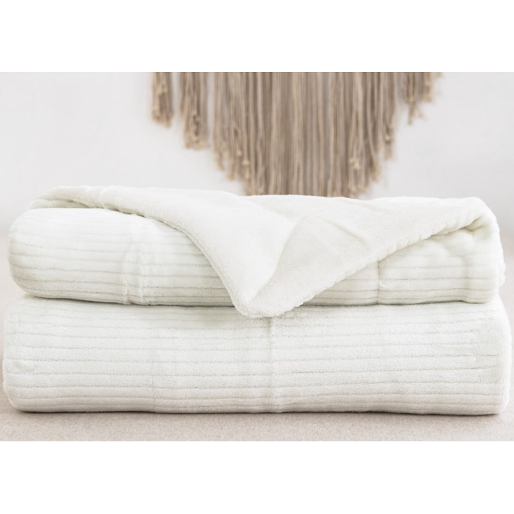 Couverture Polaire Luxe - Plaid 150x200cm - Triple Couche - Double Face coleur blanc