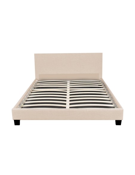 LIT 140x190 cm avec TÊTE de LIT TAPISSÉE en TISSU et SOMMIER en KIT