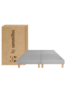 SOMMIER TAPISSIER GRIS 70x200x2 (140x200) | FABRICATION FRANÇAISE ARTISANALE | PIEDS OFFERTS | HAUTEUR avec PIEDS 27 cm