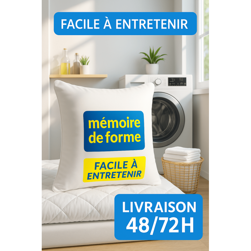 LOT de 2 OREILLERS 60x60 MÉMOIRE de FORME SPÉCIAL CERVICALES GARANTIE à VIE LOT de 2 OREILLERS 60x60 MÉMOIRE de FORME SPÉCIAL CERVICALES GARANTIE à VIE