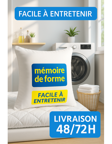 LOT de 2 OREILLERS 60x60 MÉMOIRE de FORME SPÉCIAL CERVICALES GARANTIE à VIE