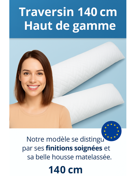 TRAVERSIN 140 cm FERME en MÉMOIRE de FORME