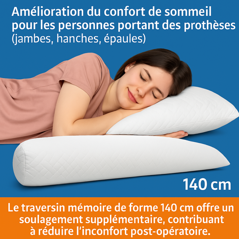 TRAVERSIN 140 cm FERME en MÉMOIRE de FORME TRAVERSIN 140 cm FERME en MÉMOIRE de FORME