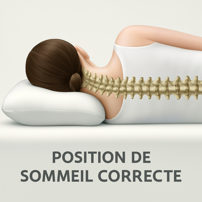 OREILLER ERGONOMIQUE PLAT en MÉMOIRE de FORME  CONFORT et SOUTIEN OPTIMAUX pour un SOMMEIL RÉPARATEUR
