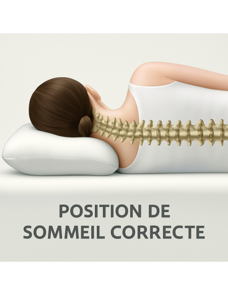 OREILLER ERGONOMIQUE PLAT en MÉMOIRE de FORME  CONFORT et SOUTIEN OPTIMAUX pour un SOMMEIL RÉPARATEUR