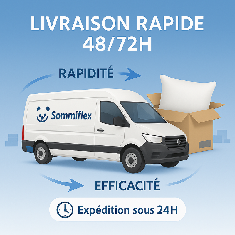 OREILLER ERGONOMIQUE PLAT en MÉMOIRE de FORME  CONFORT et SOUTIEN OPTIMAUX pour un SOMMEIL RÉPARATEUR