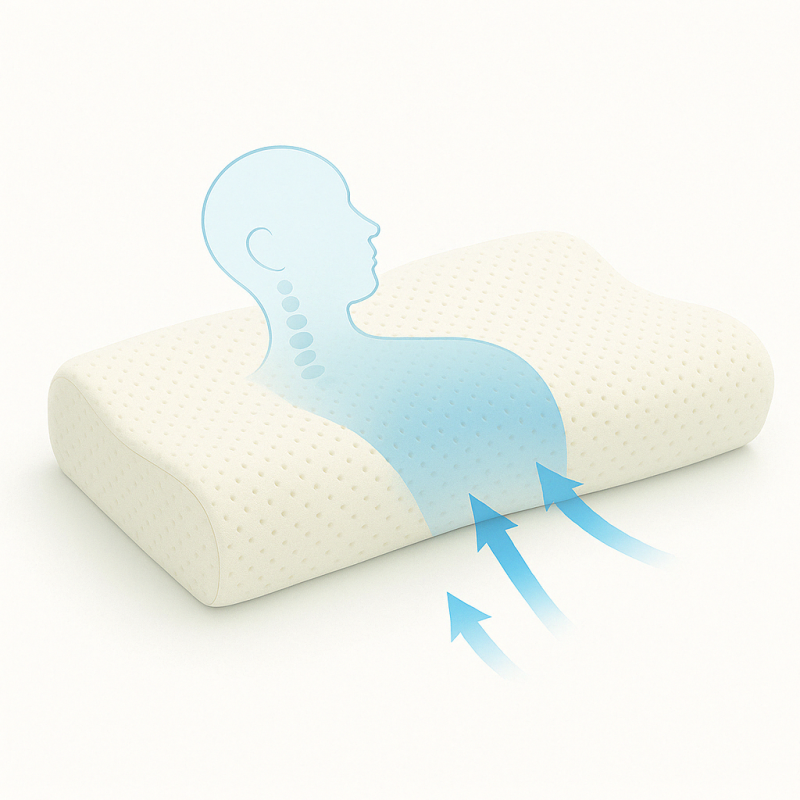 OREILLER ERGONOMIQUE 40x60 cm en MÉMOIRE de FORME  CONFORT CERVICAL et SOMMEIL RÉPARATEUR