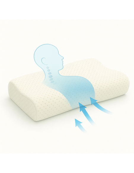 OREILLER ERGONOMIQUE 40x60 cm en MÉMOIRE de FORME  CONFORT CERVICAL et SOMMEIL RÉPARATEUR