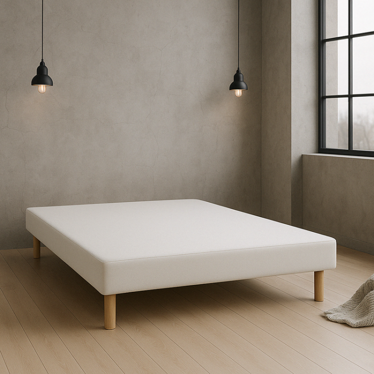 SOMMIER TAPISSIER BLANC 120x190 cm | FABRICATION FRANÇAISE ARTISANALE | PIEDS OFFERTS | HAUTEUR avec PIEDS 27 cm