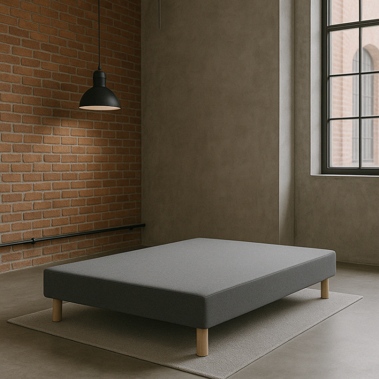 SOMMIER TAPISSIER GRIS 130x200 cm | FABRICATION FRANÇAISE ARTISANALE | PIEDS OFFERTS | HAUTEUR avec PIEDS 27 cm