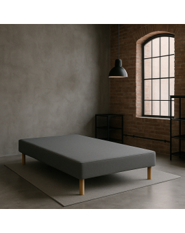 SOMMIER TAPISSIER GRIS 140x190 cm | FABRICATION FRANÇAISE ARTISANALE | PIEDS OFFERTS | HAUTEUR avec PIEDS 27 cm