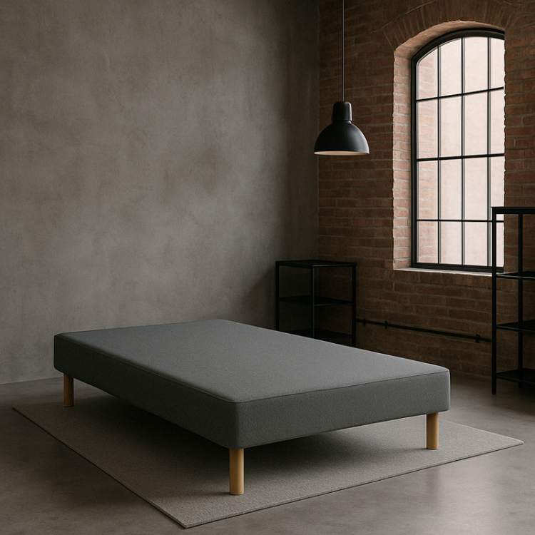 SOMMIER TAPISSIER GRIS 140x190 cm | FABRICATION FRANÇAISE ARTISANALE | PIEDS OFFERTS | HAUTEUR avec PIEDS 27 cm