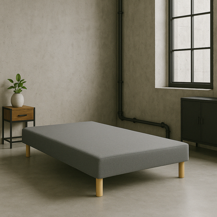 SOMMIER TAPISSIER GRIS 140x200 cm | FABRICATION FRANÇAISE ARTISANALE | PIEDS OFFERTS | HAUTEUR avec PIEDS 27 cm