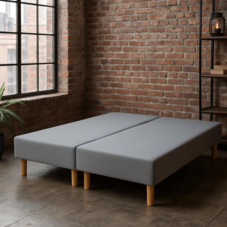 SOMMIER TAPISSIER GRIS 70x200x2 (140x200) | FABRICATION FRANÇAISE ARTISANALE | PIEDS OFFERTS | HAUTEUR avec PIEDS 27 cm