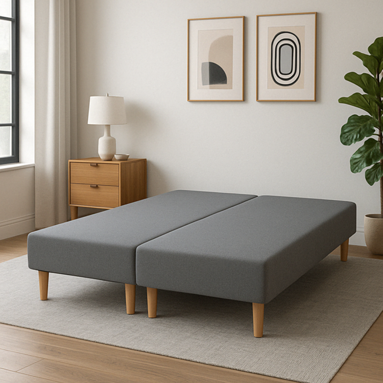 SOMMIER TAPISSIER GRIS 70x200x2 (140x200) | FABRICATION FRANÇAISE ARTISANALE | PIEDS OFFERTS | HAUTEUR avec PIEDS 27 cm