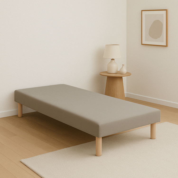 SOMMIER TAPISSIER GRIS 90x200 cm | FABRICATION FRANÇAISE ARTISANALE | PIEDS OFFERTS | HAUTEUR avec PIEDS 27 cm