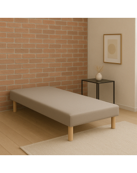SOMMIER TAPISSIER GRIS 90x190 cm | FABRICATION FRANÇAISE ARTISANALE | PIEDS OFFERTS | HAUTEUR avec PIEDS 27 cm